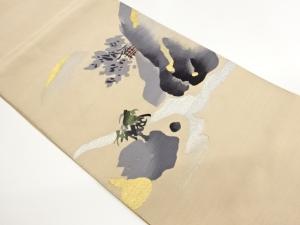 綴れ古民家に山並・木々・抽象風景模様織出し名古屋帯